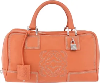 Loewe Anagram Leather Orange Leather Handbag (Pre-Owned)