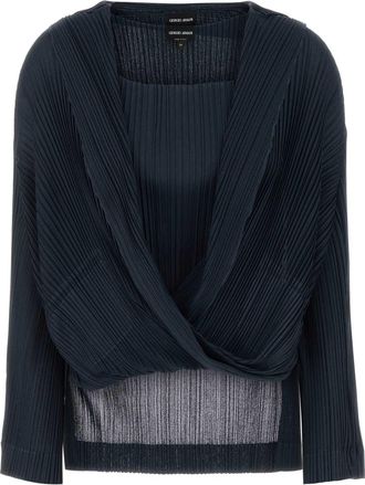 Giorgio Armani Navy Blue Jersey Blouse