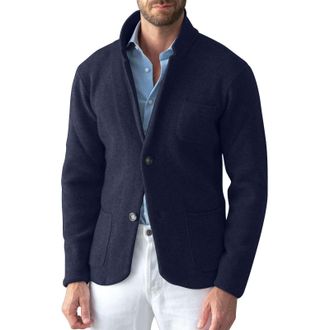 Generic Mens Casual Wool Blazer - Slim Fit Lightweight Single-Breasted Coat - Stylish Grey Cardigan Style Jacket - Soft Comfortable Mens Office Wear Blazer - 