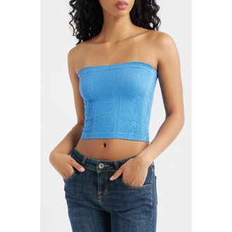 BDG Tapestry Crop Tube Top in Blue at Nordstrom, Size X-Small