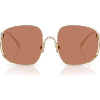 Miu Miu MU A57S 57mm Gradient Square Sunglasses in Pale Gold /Brown at Nordstrom