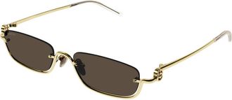 Gucci Rechthoekige zonnebril - unisex - Zonnebrillen - Geel - 55 MM - Nylon - Accessoires