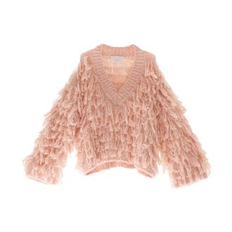 Genny V-neck Knitwear, female, Pink, Size: S Maglia Scollata