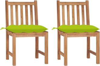 vidaXL Sillas De Jard&iacute;n 2 Unidades Madera Maciza De Teca Con Cojines Vidaxl