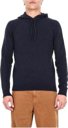 Roberto Collina Hooded Sweater - Heren - Ronde hals truien - Blauw - XL - Wol - Truien & Vesten