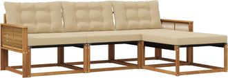 vidaXL Conjunto De Sof&aacute;s De Exterior 4 Uds. Natural Y Beige Vidaxl
