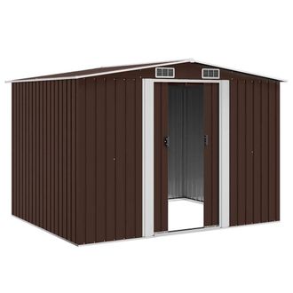 Berkfield Home Garden Storage Shed Brown 257x205x178 cm Steel | Size: 257 x 205 x 178 cm