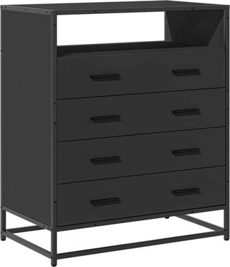 vidaXL Cajonera de madera contrachapada negro 70x41x83,5 cm Vidaxl