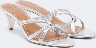 Staud Mules Carrie in pelle metallizzata