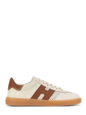 Hogan Low-Top Calfskin Leather Sneakers with Brown Accents