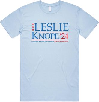 Sanfran Clothing Leslie Knope 2024 Top Funny Parks and Recreation for USA President T-Shirt Medium/Light Blue