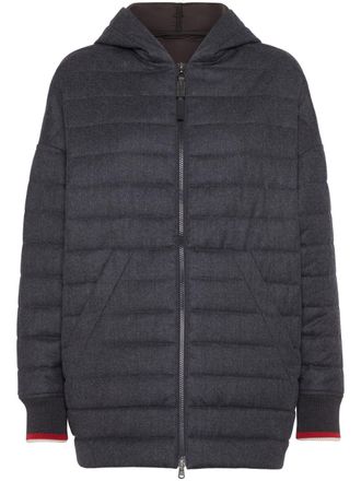 Brunello Cucinelli padded-design coat - women - Wool - 40 - Grey