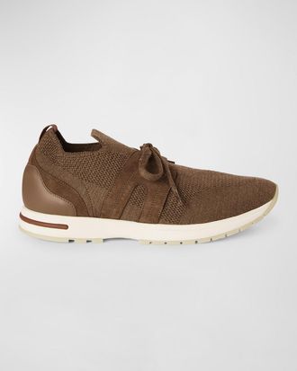 Loro Piana Knit Lace-Up Runner Sneakers