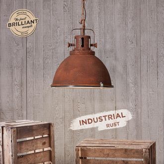 Brilliant home24 Brilliant Pendelleuchte Jesper II Stahl Rostbraun Industrial 38x133x38 cm (BxHxT) 1-flammig E27 60W