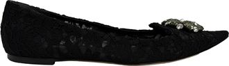 Dolce & Gabbana Pre-owned Womens & Lace Crystal Embellished Ballet Flats in Black Viscose - Size EU 41