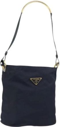 Prada Pre-owned Shoulder Bags, female, Blue, Size: ONE SIZE Pre-owned Nylon Shoulder Bag