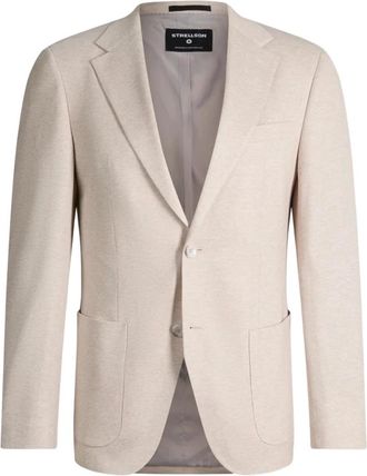 Strellson Jassen, Heren, Beige, M, Leer, Fitted Blazer