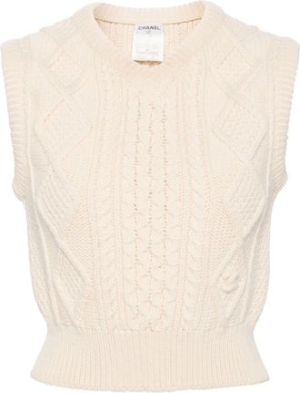 Chanel 1996 cable-knit wool vest - women - Wool - 38 - Neutrals