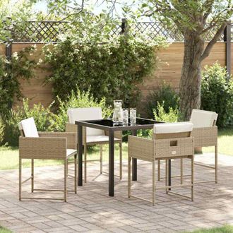 vidaXL Conjunto De Comedor De Jard&iacute;n Con Coj&iacute;n 5 Pcs Beige Polirat&aacute;n Vidaxl
