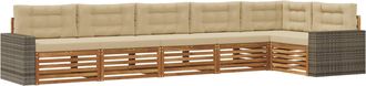 vidaXL Conjunto De Sof&aacute;s De Exterior 6 Uds. Natural Y Beige Poli&eacute;ster Vidaxl