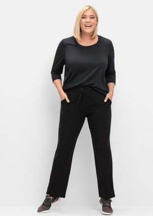 Sheego T-Shirt SHEEGO Funktionsshirt, Damen, Gr. 40/42, schwarz, 90% Polyester, 10% Elasthan, unifarben, Rundhals, Shirts T-Shirt