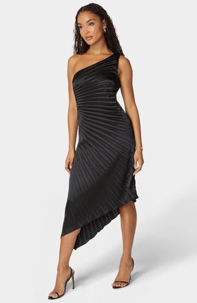 Bebe Womens Pleated One Shoulder Gown