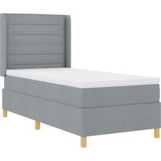 vidaXL Vidaxl - Box Spring Bed with Mattress Light Grey 80 x 200 cm Fabric