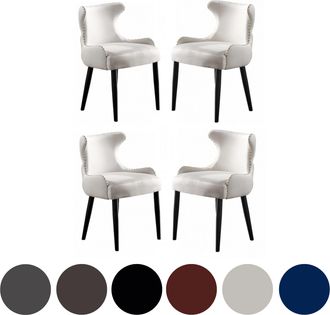 Life Interiors Life Interiors - Juego De 4 Sillas De Comedor De Terciopelo Oxford Lux: Sillas Tapizadas Para Comedor, Cocina: Crema