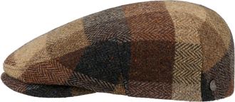 Lierys Zachery Flat Cap Made in EU Virgin Wool Herringbone Check Outdoor Warm Men Autumn Winter Brown