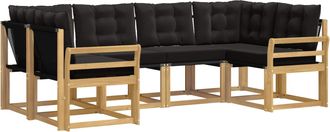 vidaXL Conjunto De Sof&aacute;s De Exterior 6 Uds. Blanco Y Negro Vidaxl
