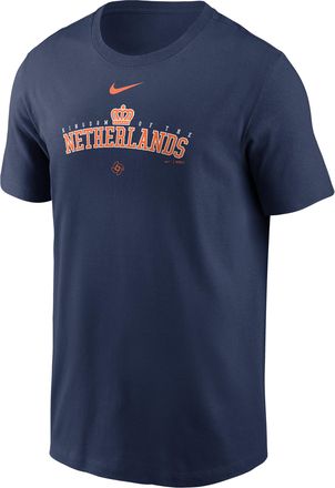 Nike Netherlands National Baseball Team 2026 World Baseball Classic Wordmark Nike Mens T-Shirt in Blue | N19944BWBN-NDZ