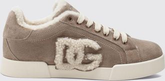 Dolce & Gabbana Sneakers low top in shearling e pelle scamosciata con monogram DG