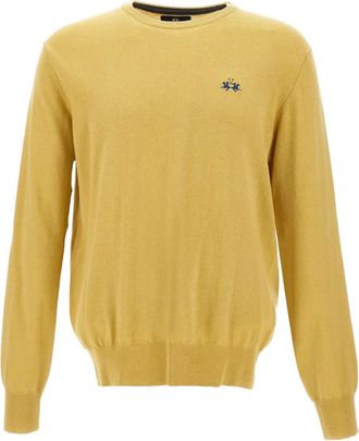 La Martina embroidered-logo ribbed sweater - Yellow