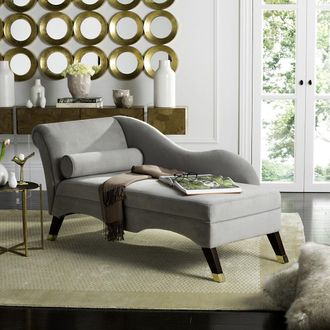 Safavieh Caiden Vevlet Chaise W/ Pillow