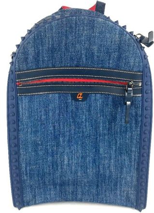 Christian Louboutin Blue Red Color Denim Backpack (Pre-Owned)