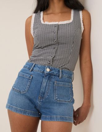 Nobody's Child Blue Pocket Front Denim Shorts