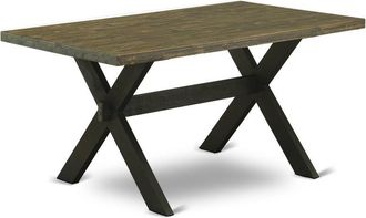 East West Furniture X-Style Dining Room Rectangle Solid Wood Table Top with Stylish Legs