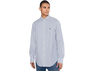 Polo Ralph Lauren Classic Fit Plaid Stretch Poplin Shirt Mens Clothing White/New Classic Navy : 2XL, Elastane/Cotton