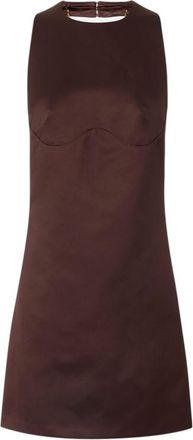 Elisabetta Franchi Dark Brown Round Neck Mini Dress
