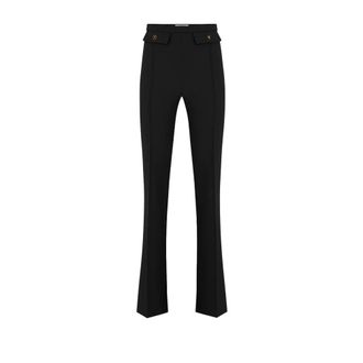 Elisabetta Franchi Wide Trousers, female, Black, Size: 2XS Double cr&ecirc;pe trousers