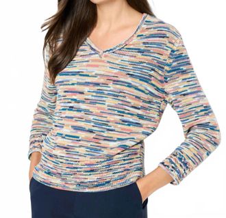 Nic+Zoe Mixed Up Space Dye Sweater In Pink Multi
