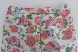 Dolce & Gabbana Womens White Pink Floral Brocade Pants Polyamide