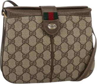 Gucci Pre-owned Cross Body Bags, female, Beige, Size: ONE SIZE Pre-owned Vintage GG Canvas Shoulder Bag