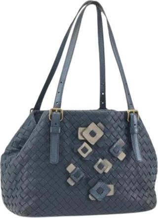 Bottega Veneta Pre-owned Vintage Hand Bag - Dames - Vintage Schoudertas - Blauw - ONE Size - Leer - Vintage