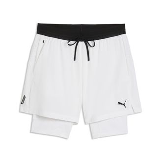 Puma Shorts in tessuto elasticizzato PWRMODE 2-in-1 da uomo, Accessori, Bianco, 3XL