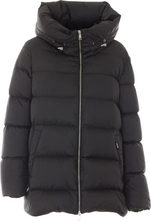 Add Cocoon Silhouette Puffer Jacket with Quilted Design and Utility Details