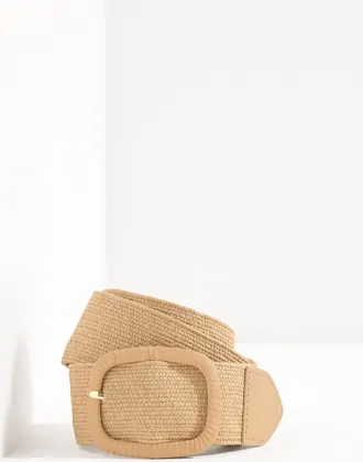 Talbots Stretch Straw Belt - Natural - Medium Talbots