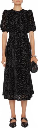 Sea New York Sophia Burnout Velvet Puff Sleeve Midi Dress In Multi
