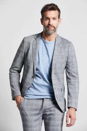 Bugatti Sakko BUGATTI, Herren, Gr. 50, grau, 86% Polyester, 8% Viskose, 6% Elasthan, slim fit, Manschette, Sakkos Sakko, mit Seitenschlitz