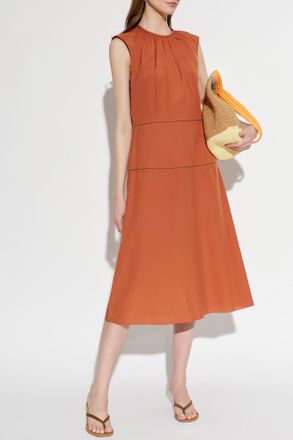Marni Sleeveless Cotton Dress, Womens, Brown